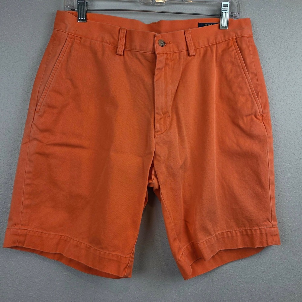 Polo Ralph‎ Lauren Mens Classic Fit 9" Chino Shorts Orange Cotton Size 32